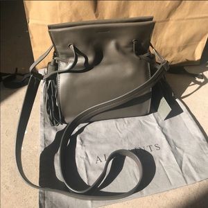 All Saints Grey Mini Bucket Bag